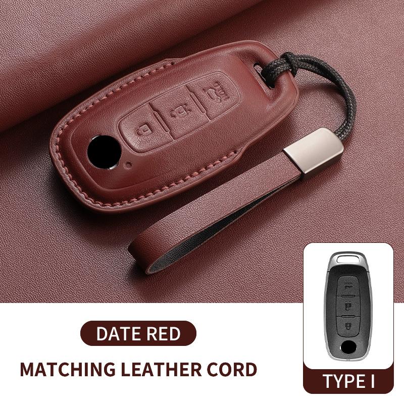 Genuine Leather Auto Key Fob Cover Case Housing Fit For Nissan Teana Qashqai X-Trail Kicks Tiida Auto Smart Key Fob Housing Long-lasting Protective