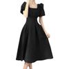 Vestido de Verano Blanco Cuadrado French First Love para Mujer - Cintura Entallada, Elegante Falda Larga