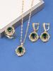12-Colors Colorful Zircon Jewelry Accessories  Gold Plated Bridal Wedding Sets Necklace And Earrings Ring For Women Gift