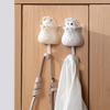 4pcs Cute Cartoon Cat Retractable Hooks,No Drilling Required, Strong Adhesive Wall Hooks for Kitchen, Bathroom, Office,Durable Plastic with Keychain,