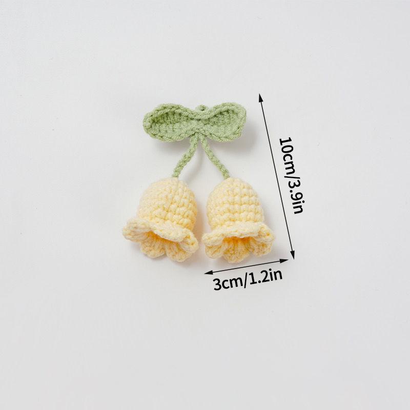 Lily Of The Valley Crochet Flowers Keychain Artificial Flowers Hanging Decoration Wedding Gift Car Pendant Knitted Flower