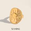 Xia Ling Retro Sun Print Stainless Steel Open Ring