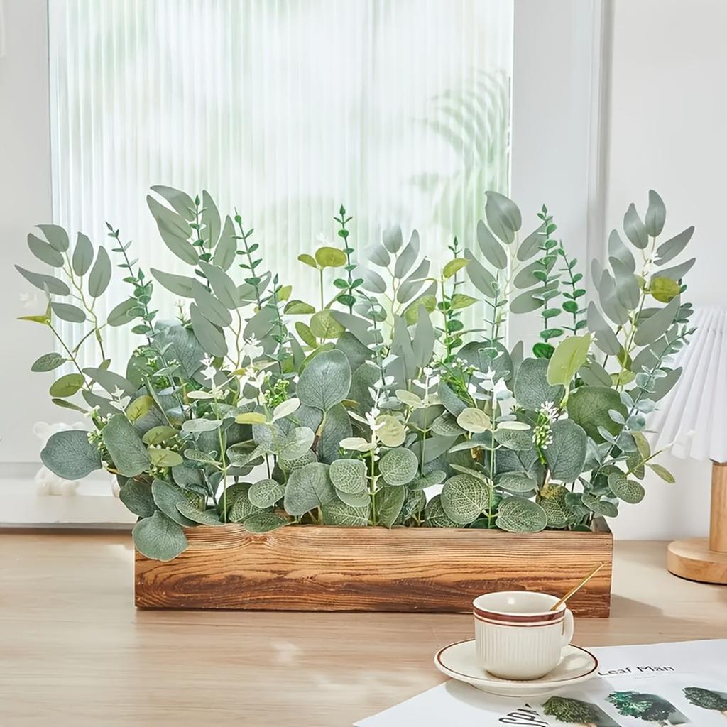 50 Piece Artificial Eucalyptus Leaves Set Faux Greenery Stems for Home Table Arrangements Wedding Party Vase Decoration DIY Projects