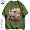 A Cat That Likes To Eat Noodles Print T Shirt Unisex Casual Loose Short Sleeve Summer Soft Clothing O-Neck Unisex Cotton Tee
