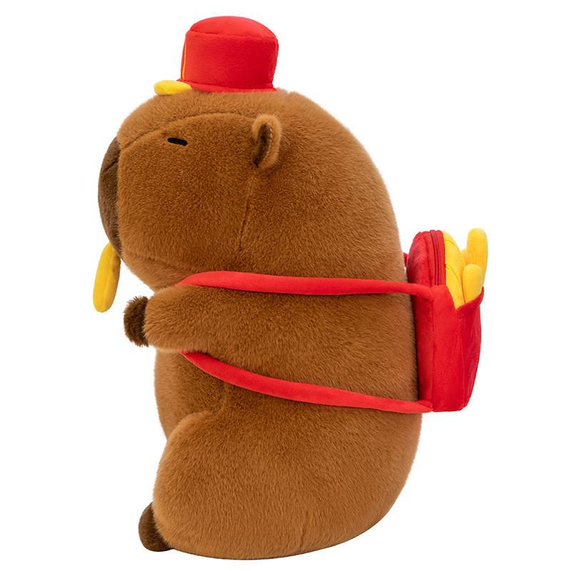 Plush Capybara Creative Toy Hat Fries Backpack Stretchable Poseable Gift Kids