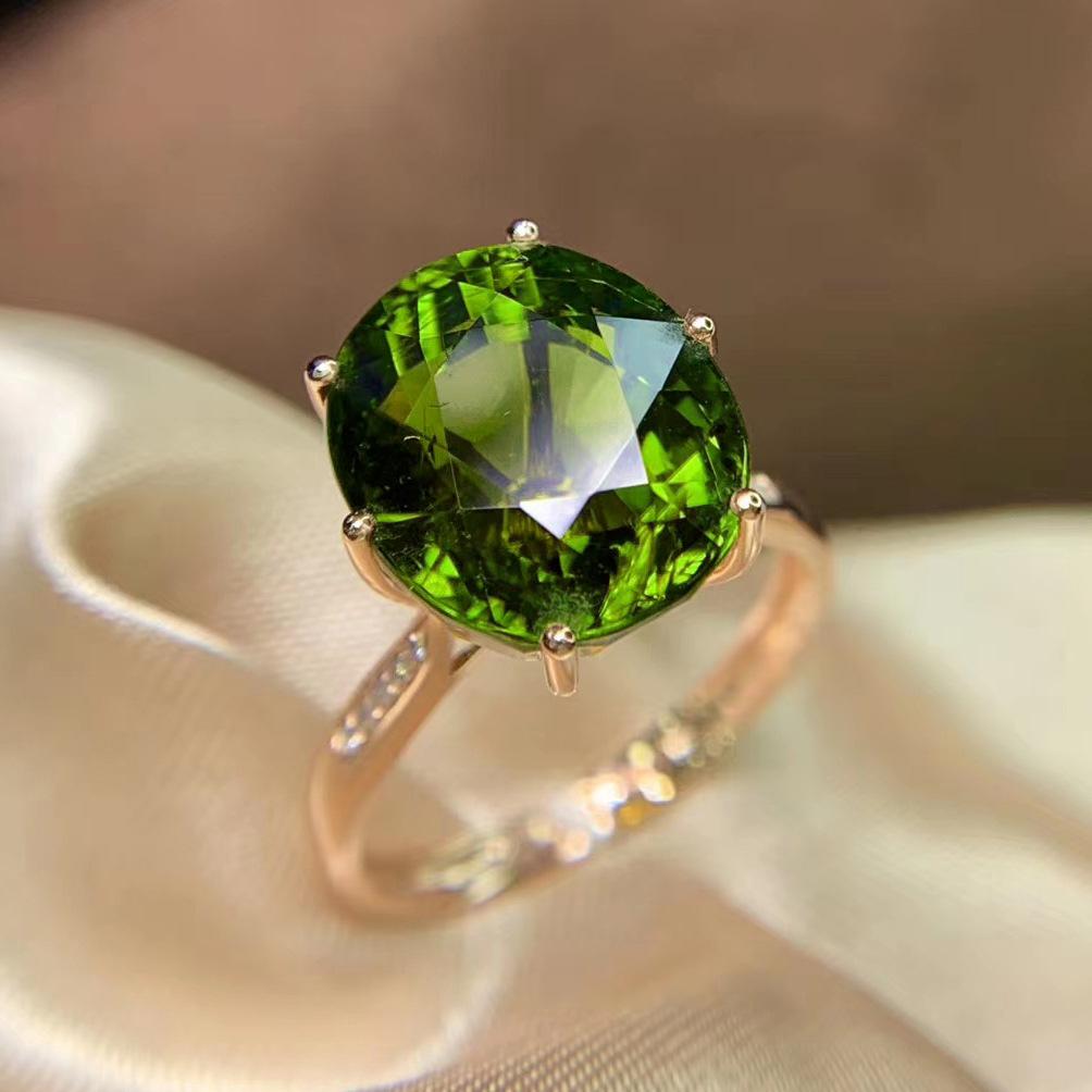 Luxury Adjustable Oval Red Tourmaline Gem Ring for Women