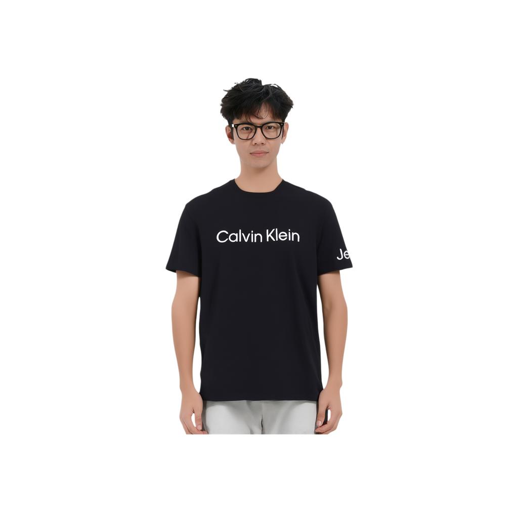 Calvin Klein Letter Print Crew Neck Short Sleeve T-Shirt Men Tops 40DC816-010