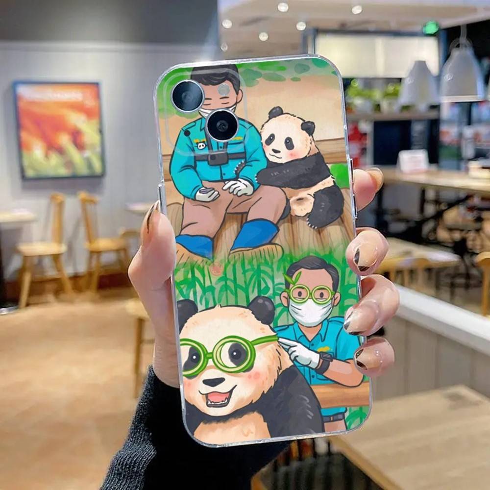 

Fubao Cute Panda Phone Case For iPhone 16,15,14,13,12,11 Pro,Max,Plus,X,XS,XR,SE,Mini Transparent Silicone Soft iPhone15plus