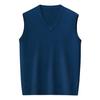 Men's Wool V-Neck Sleeveless Sweater - Solid Color Business Casual Knitwear for Spring and Autumn