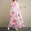 Short Sleeve Plus Size Vintage Floral New In Dresses for Women Casual Loose Long Summer Dress