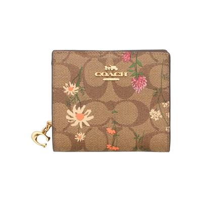 Coach Knepplommebok Klassisk Monogram-lerret Med Skinn Villblomsttrykk To-foldet Lommebok Dame Lommebok C8734-IME7V