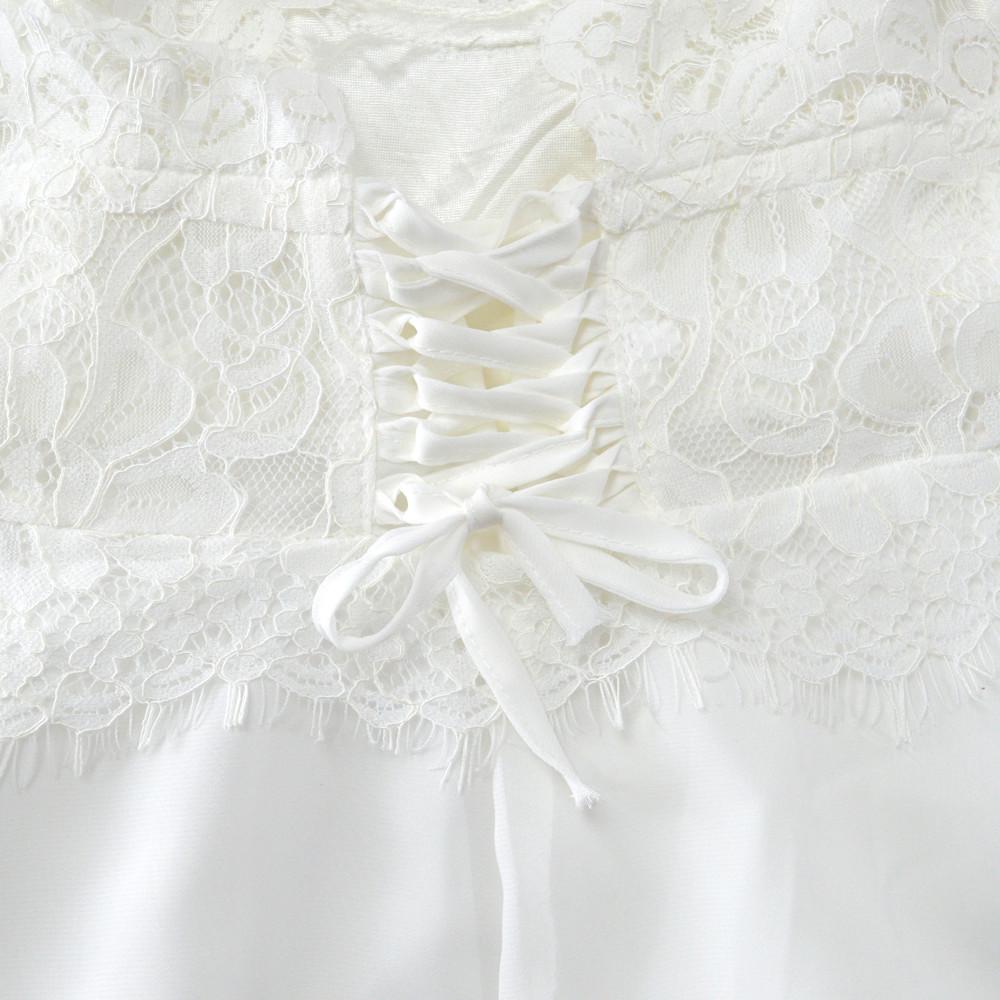 Elegantes Weißes Spitzen-Chiffon-Hochzeitskleid für Damen Süßer Herz-Ausschnitt Ärmellos Rückenfrei Empire-Taille Bodenlang Brautkleid mit Schleppe Neu