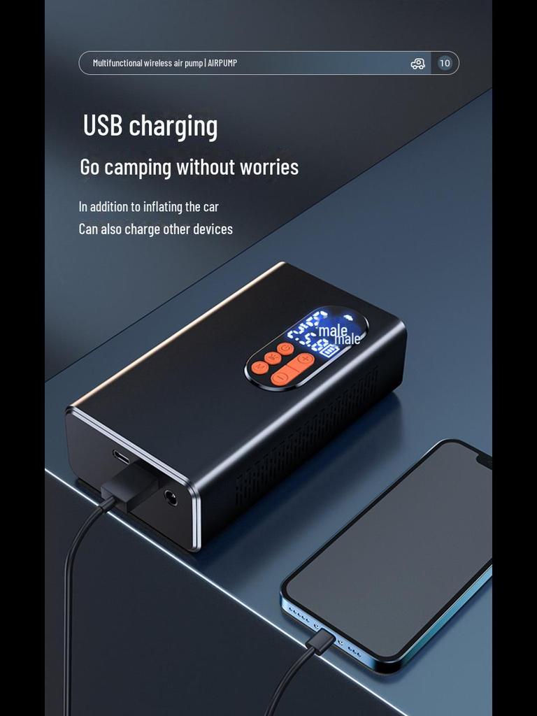 Smart Digital Display Wireless Portable Car Air Pump: High Pressure Electric Tire Inflator