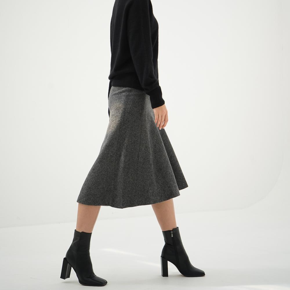 ACUD Herringbone Flared Skirt_Black
