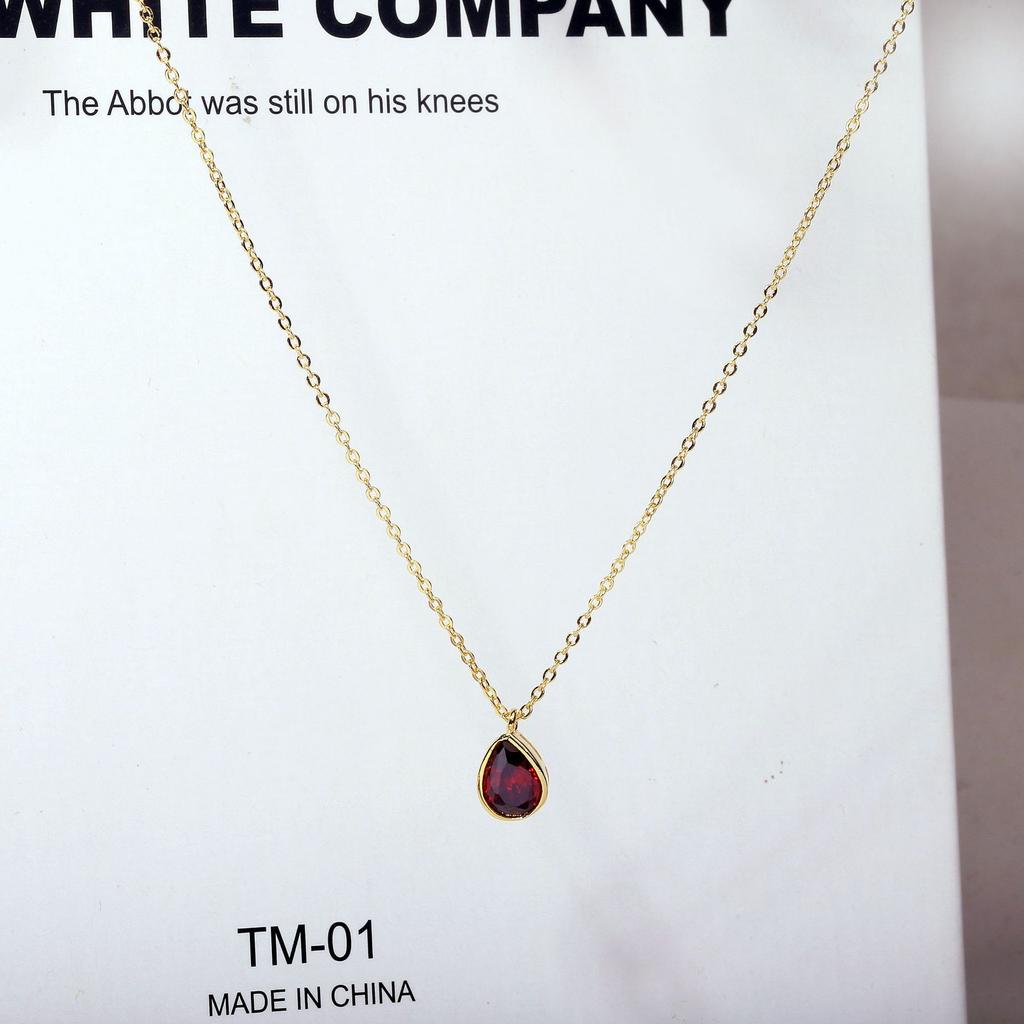 Baroque Ruby Water Drop Necklace Women's Clavicle Chain Classic Elegant Retro Temperament Necklace
