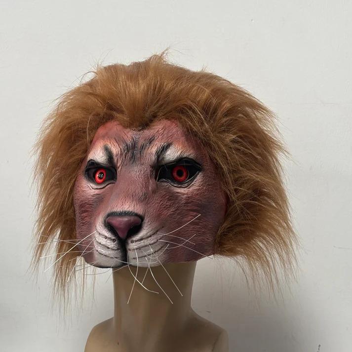 Masquerade Lion Latex Headgear, Party Latex Animal Costume Mask