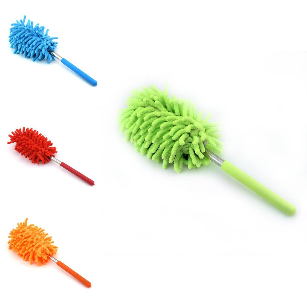 Stainless Steel Extendable Duster With Synthetic Fiber Head For Home Cleaning