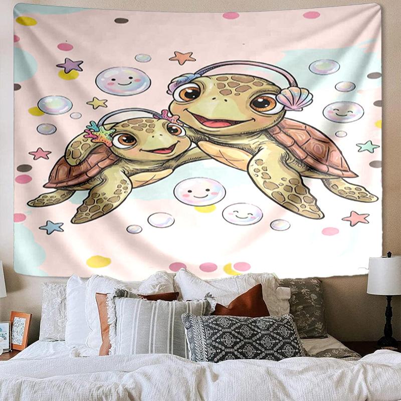 Underwater Two Sea Turtles Tapestry Room Decoration Wall Hanging for Living Room Bedroom, Dormitory, Birthday and Christmas Gifts