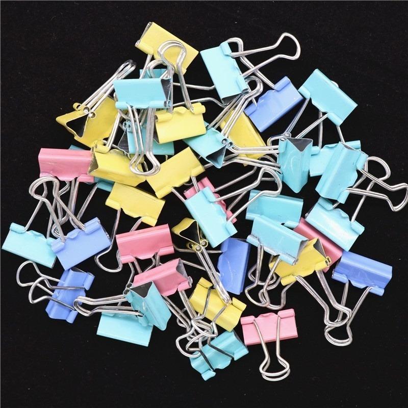 20PCS Clips 15mm Metal Binder Clips Paper Clips Supply Office Supplies Stationery Binding Supplies Colorful Clips