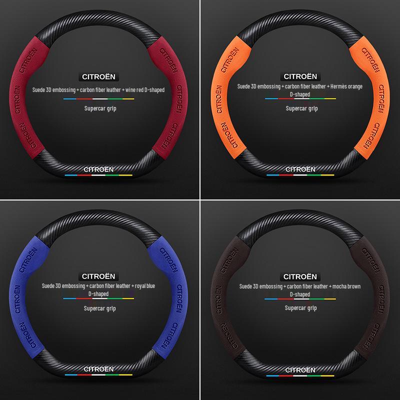 Universal Non-Slip Suede Steering Wheel Cover for Citroen: All-Season, Breathable Design for Men and Women