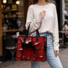 Red Cracked Print Large Tote Bag Casual Durable Daily Shopping Shoulder Handbag