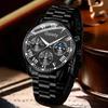 4PCS Black Men's Gift Box Watch Set Trendy Fashion Quartz Watch Bracelet Necklace Ring Set Perfect Gift Set for Friends or Dad