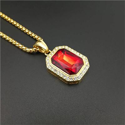 Iced Out Small Square Black Crystal Pendant Necklace For Men/Women Bling Rhinestone Hip hop Jewelry With Box Chain Drop Shipping