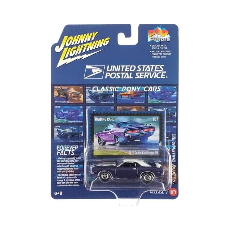 Johnny Lightning 1/64 dodge challenger R/T 1970 USPS purple Dodge Challenger mini car [product]