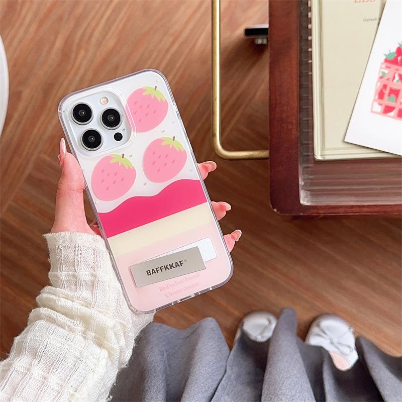 Husa pentru telefon mobil 15Promax: Suport anti-cădere, creativ, invizibil - Design cute Strawberry Girl.