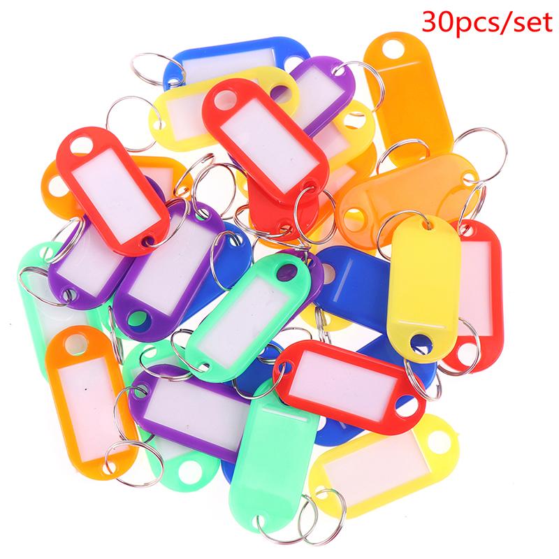 

30Pcs многоцветный брелок для ключей, идентификационные этикетки, багажные идентификационные бирки, номер отеля, карта