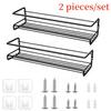 Kitchen Organizer Metal Hanging Spice Racks For Home Restaurant Wall-Mounted Seasoning Shelf Spice Jar Storage Rack Single Layer