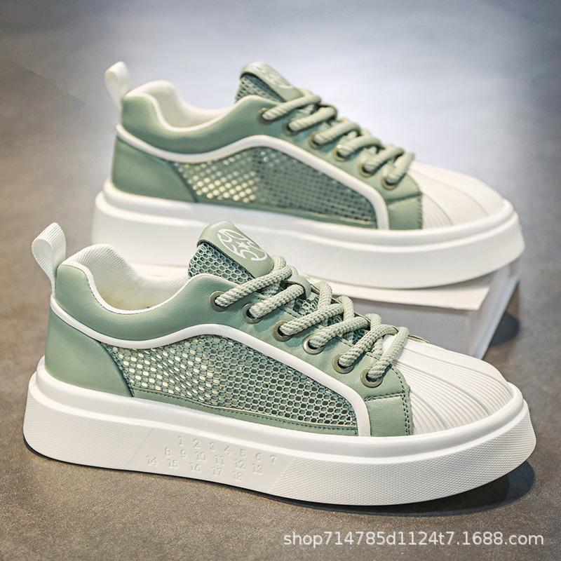 Little white shoes men's new summer mesh breathable thin mesh shoes youth sports leisure shell head board shoes