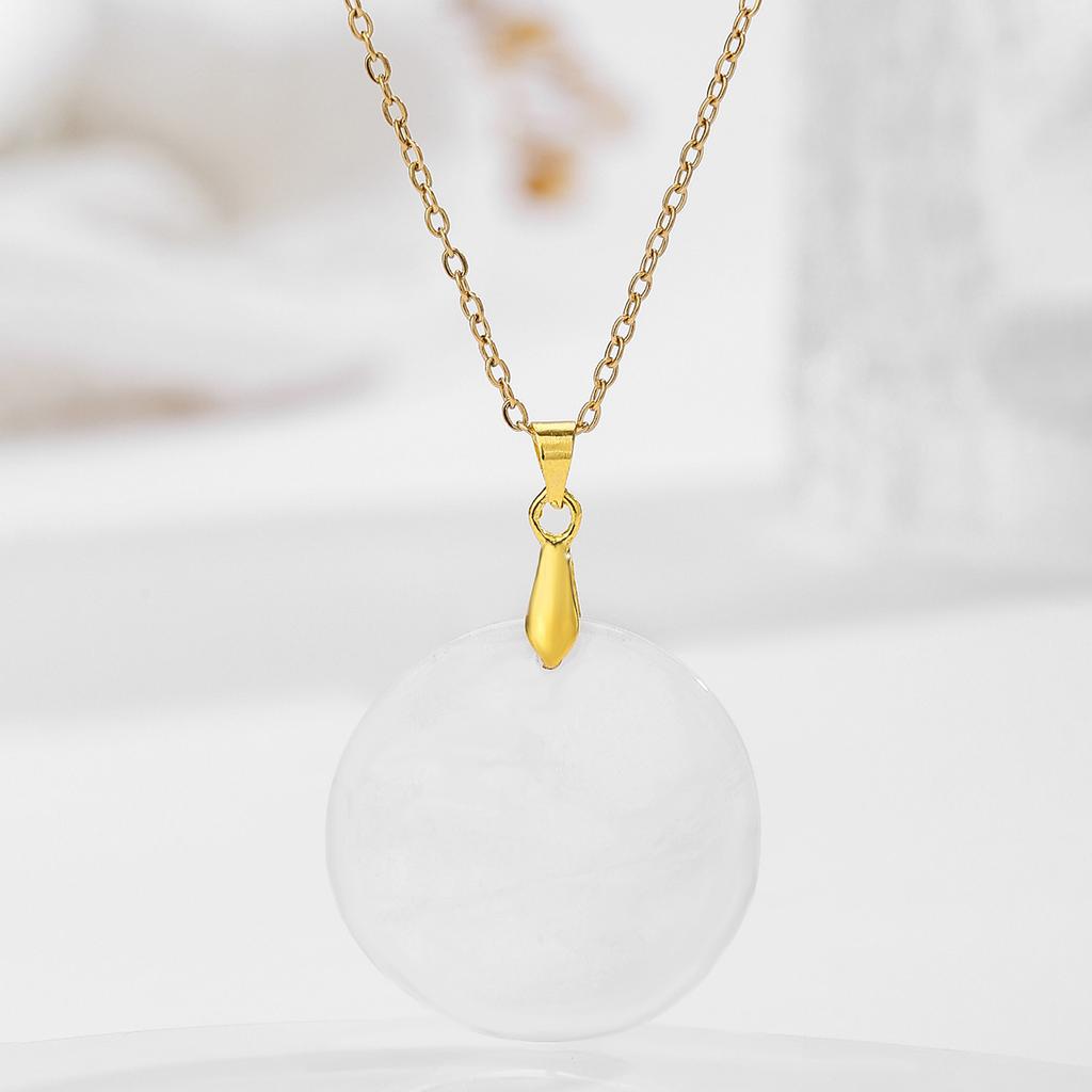 Natural Crystal Pendant, Pink Crystal Round Necklace, Insignia Necklace, Bohemian Jewelry