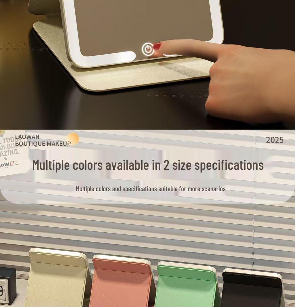 LED Folding Makeup Mirror with Comb – Compact, Lighted, and Convenient for Desktop Use