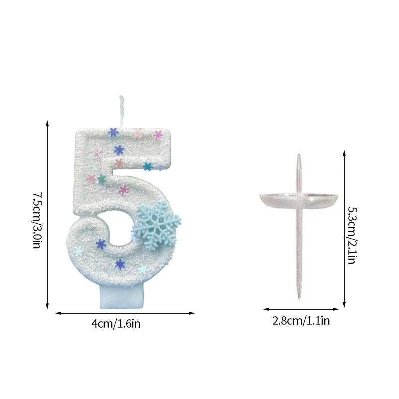 Digital Cake Candle Decoration Snowflake  Number Candles for  Girl Kid  Birthday Cake Topper  Baby Shower Christmas Party Decor