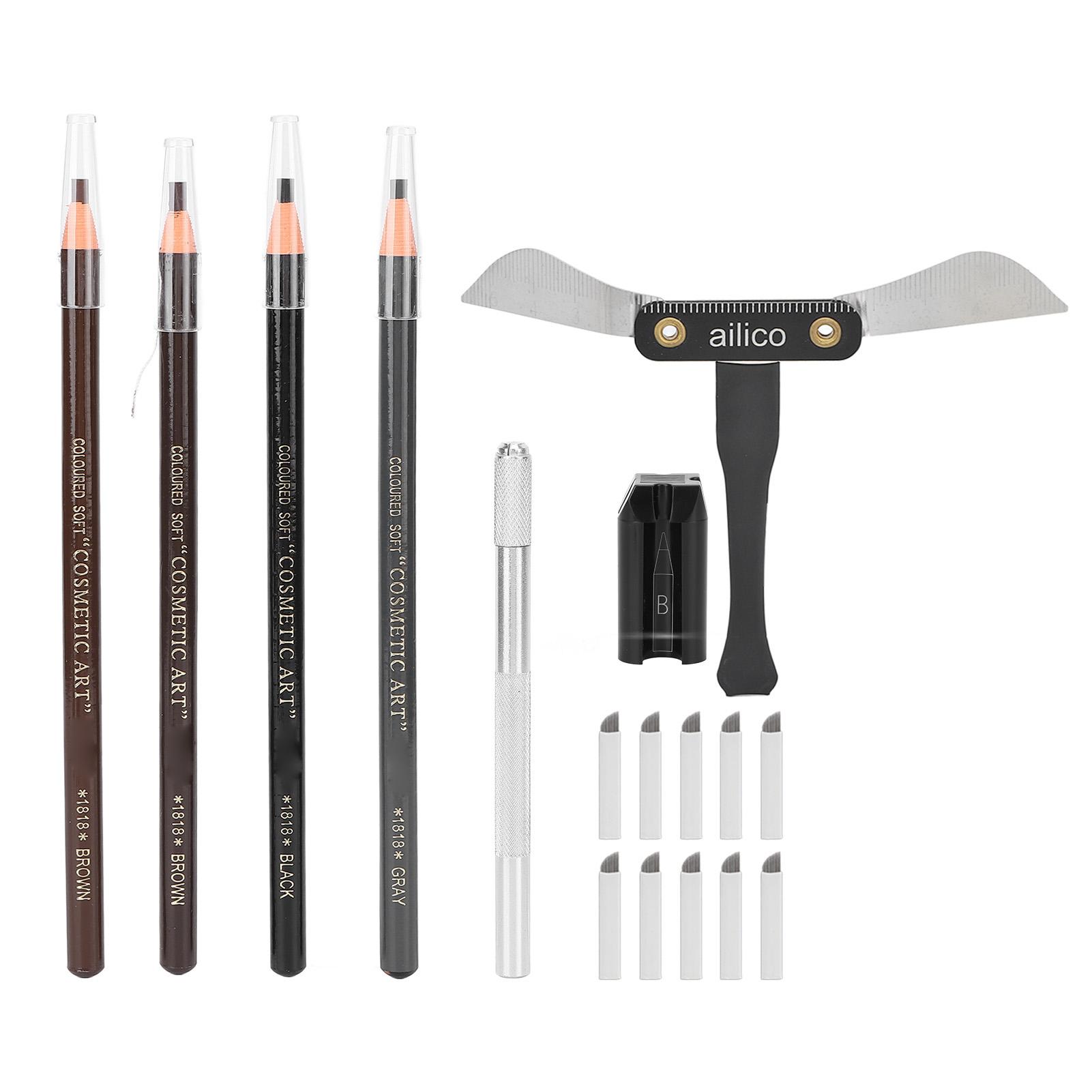 

Microblading Eyebrow Kit 4 Eyebrow Pencils Microblading Needles P17 Pen Eyebrow Positioning Ruler
