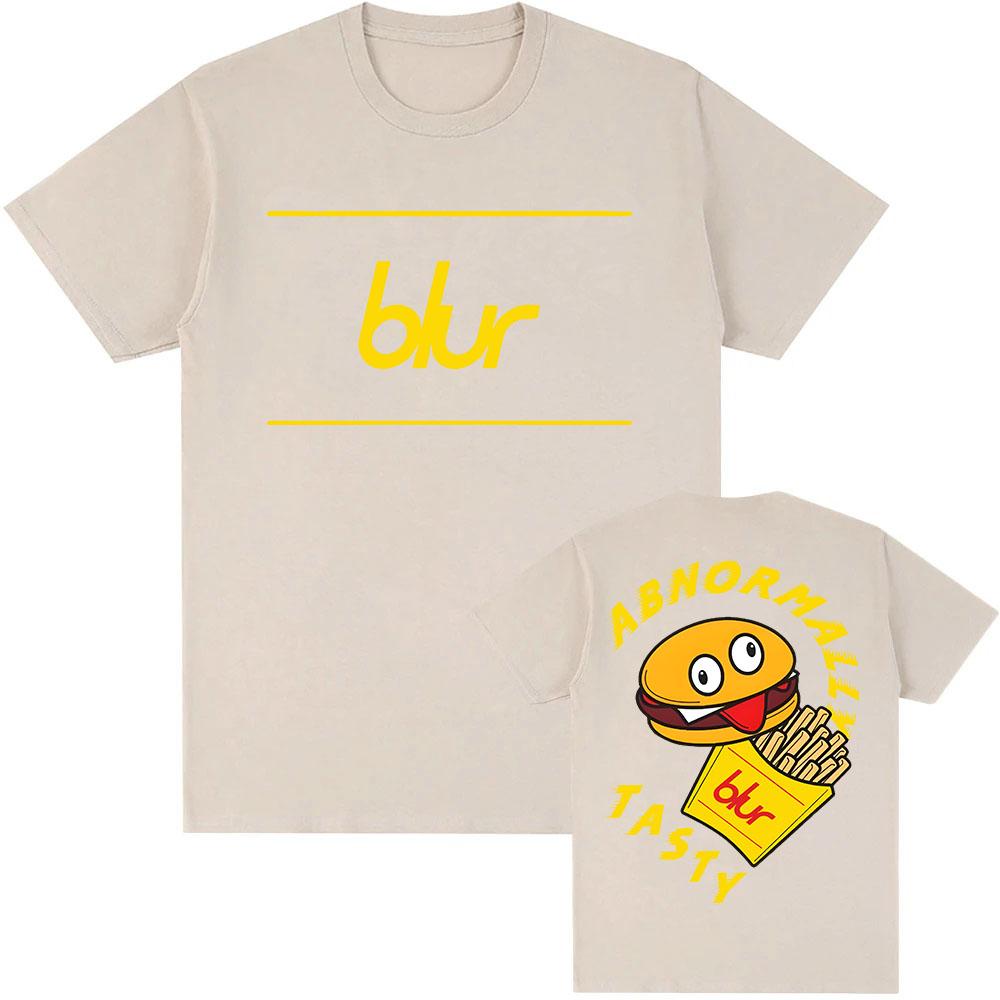Blur Dan Abnormal Tričko Bavlna Krátký Rukáv Pánské Dámské Trička Unisex Streetwear Vtipné Kreslené Hamburgery a Hranolky Tričko
