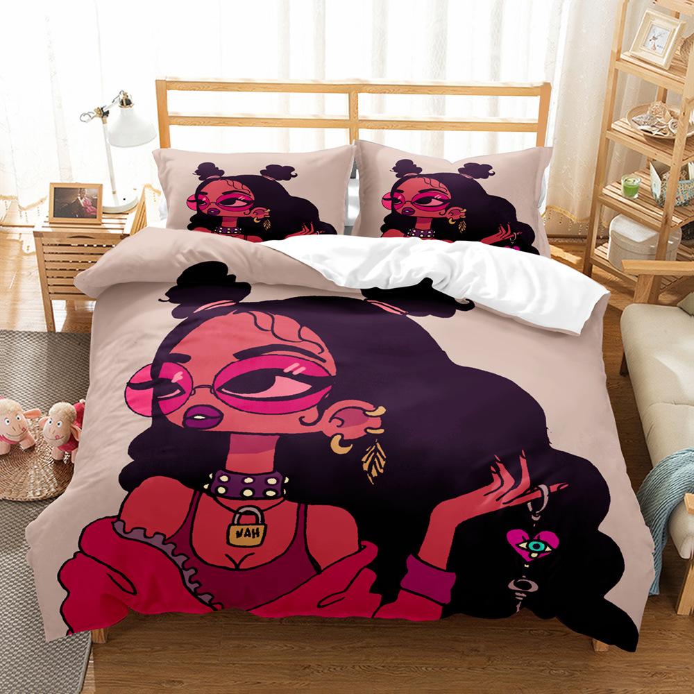 Bedding 3D Print Fashionable African Girl Comforter Bedding Sets Duvet Cover Pillowcases Double Single Bed Jogo De Cama Casal