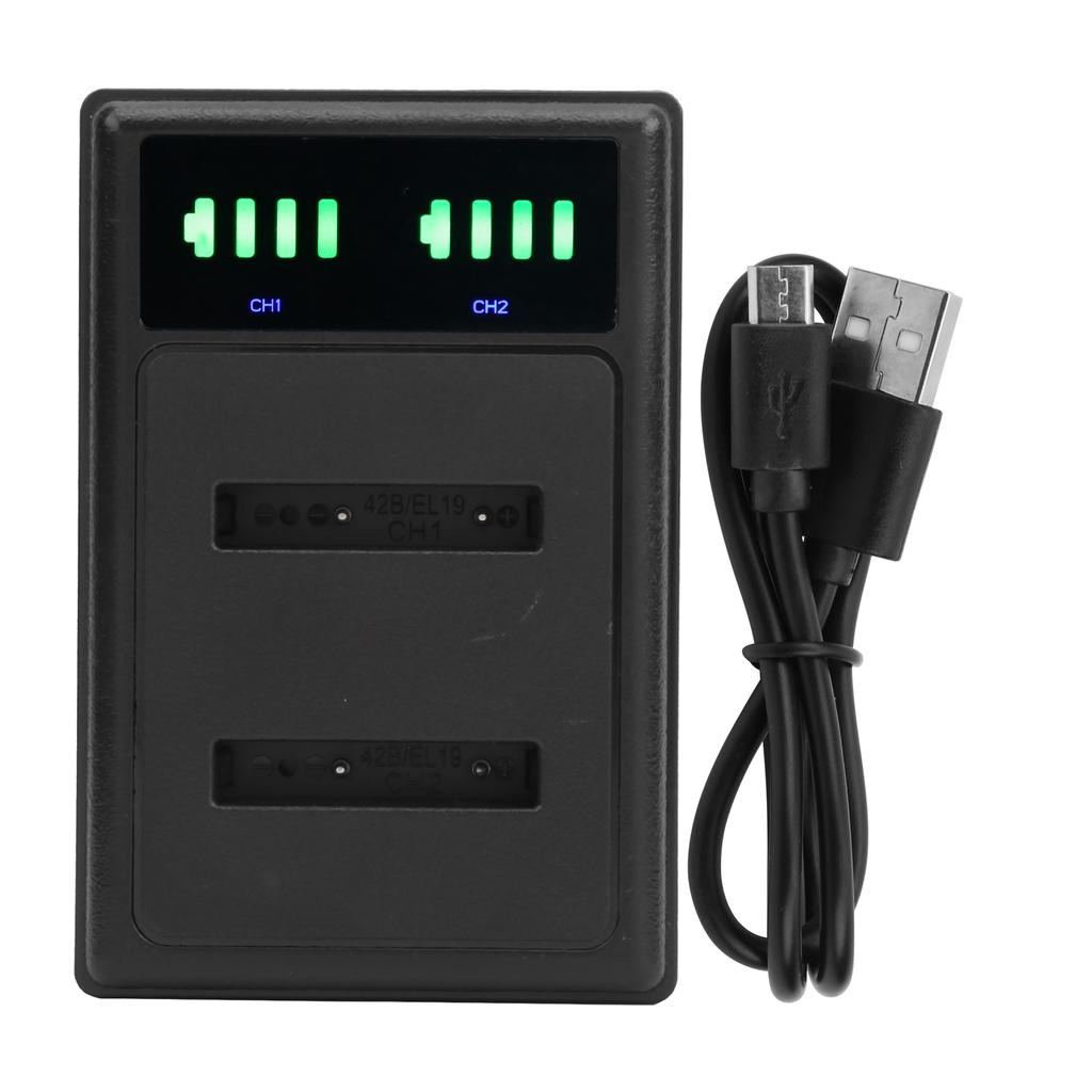 Double Fast Charge Hub Charging Base Micro TypeC LCD Display for ENEL19 Camera Battery