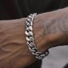 Stainless Steel Cuban Link Chain Silver Color Necklace Bracelet For Men Jewelry 8/10/12/14Mm Width Hip Hop Punk Accessories