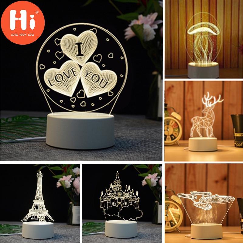 

Привет творческий 3D USB светодиодный ночник Настольный стол Спальня Декор Теплая белая лампа подарки