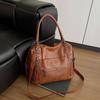 New retro style multi-bag handbag large capacity soft washed leather messenger bag solid color tote bag