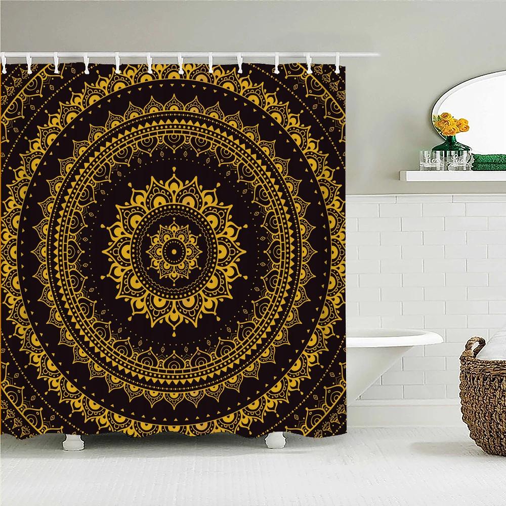 3D Print Bathroom Curtains Indian Mandala Shower Curtains With 12 Hooks Home Decoration Waterproof Fabric Bohemia Bath Screen