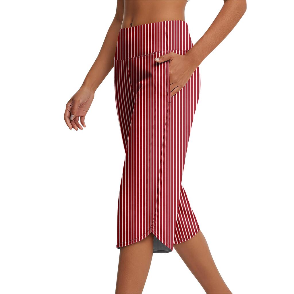 Damen High Waist Yoga-Hose mit Taschen, Gerade geschnittene Lässige Reisehose