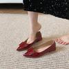 Fashion Delicate Low Heels Shoes Woman Red Japanned Leather Pumps Female Office Work Loafers Brides Tacones Mary Janes Ladies Escarpins