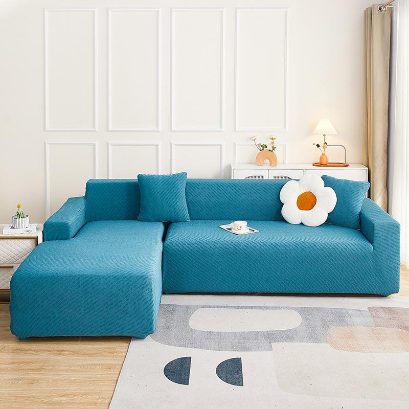 High-end Elastic Solid Color Thick Needle Thickened Jacquard Sofa Cover Embossed Dust Cover All-inclusive Sofa Cover