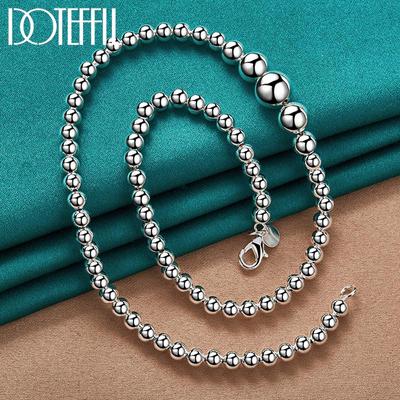 Collana di perline classica da 45 cm, regalo, gioielli di moda in colore argento