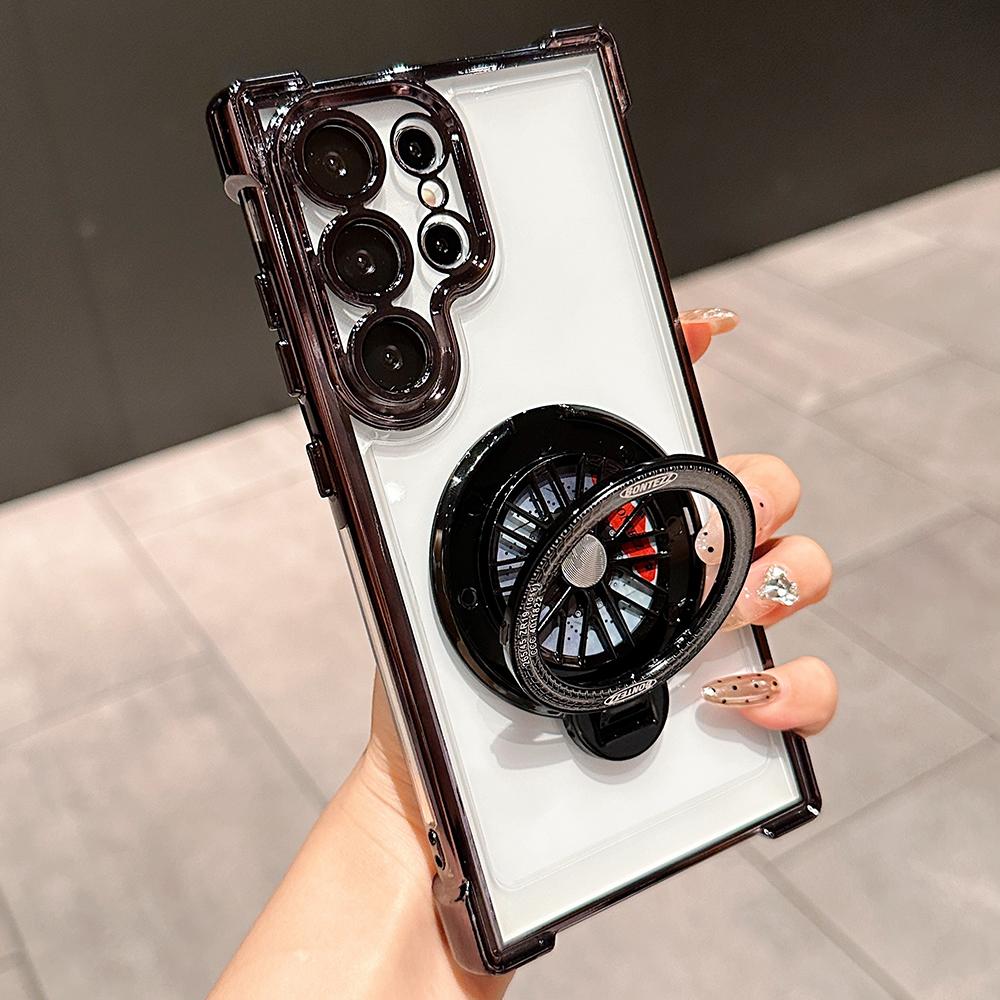 

Для Samsung Galaxy S25 Ultra Чехол для телефона Гироскопическая подставка Гальваническое покрытие ТПУ ПК Мобильная накладка Black