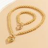 Herzanhänger Armband Halskette für Frauen Hochzeitsfeier Schmuckset Kugelkettenzubehör Statement-Accessoire