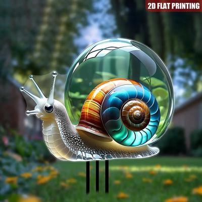 Piquet de Jardin Escargot Mignon en Acrylique, Art de Patio Extérieur, Attrape-Soleil, Convient pour les Pots de Fleurs et l'Aménagement Paysager, Jardin, Cadeau de Fête (20x24cm, 7.8x9.4inch)